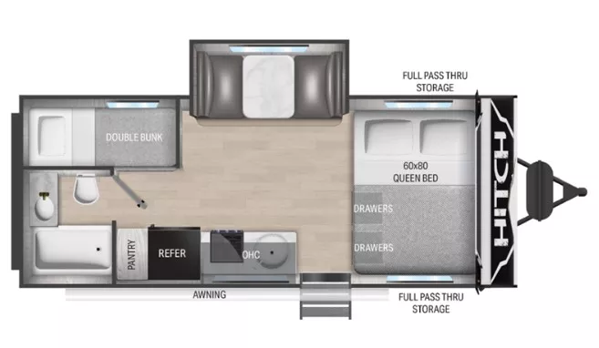 23' 2022 Cruiser RV Hitch Series 18BHS w/Slide - Bunk House Floorplan