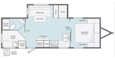 30' 2022 Winnebago Minnie 2301BHS w/Slide - Bunk House Floorplan