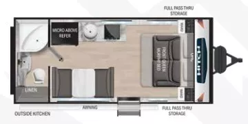 19' 2023 Cruiser RV Hitch 18MRB Floorplan