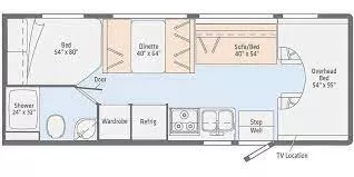26' 2019 Winnebago Outlook 25J - Bunk House Floorplan