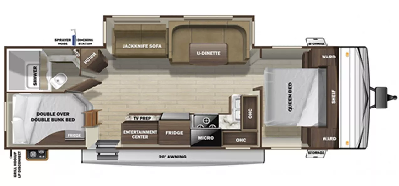 31' 2020 Highland RV Mesa Ridge Lite 2802BH w/Slide - Bunk House Floorplan