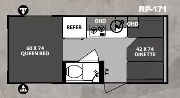 18' 2019 Forest River R-Pod Hood River Edition 171RP Floorplan