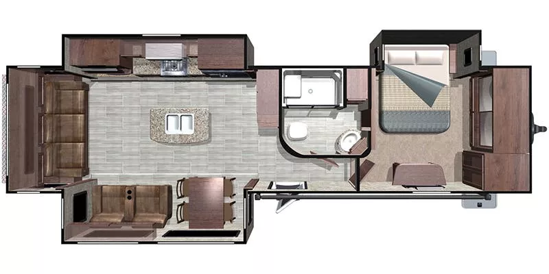 37' 2018 Highland RV Open Range 323RLS w/3 Slides Floorplan