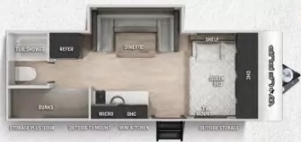 24' 2022 Forest River Cherokee Wolf Pup 17JG w/Slide - Bunk House Floorplan