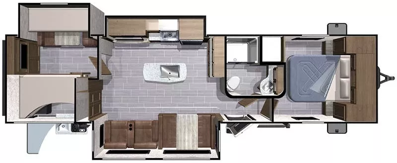 39' 2018 Highland RV Open Range Light 312BHS w/3 Slides - Bunk House Floorplan