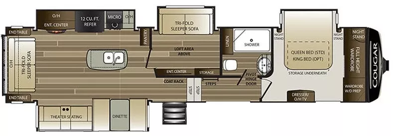 39' 2022 Keystone Cougar 368MBI w/4 Slides Floorplan
