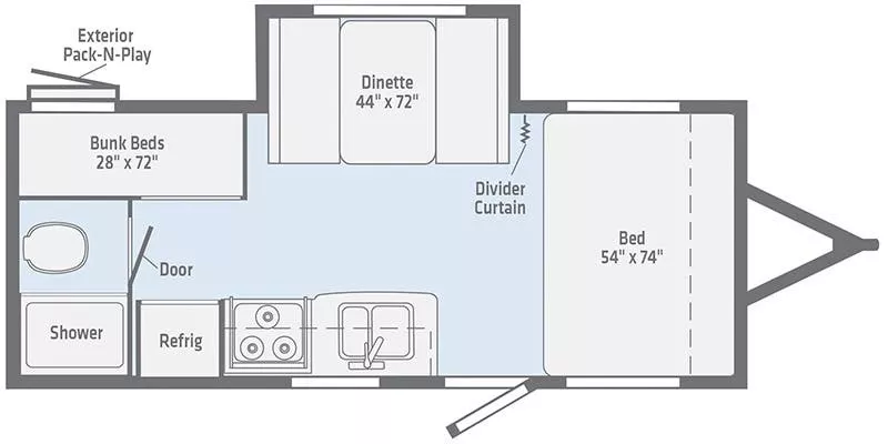 21' 2021 Winnebago Micro Minnie 2100BH w/Slide - Bunk House Floorplan