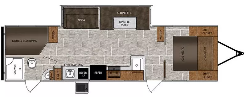 30' 2019 Forest River Tracer 290BH w/Slide - Bunk House Floorplan