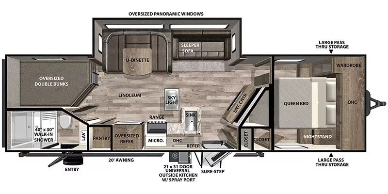 34' 2021 Forest River Vibe 26 BH w/Slide - Bunk House Floorplan