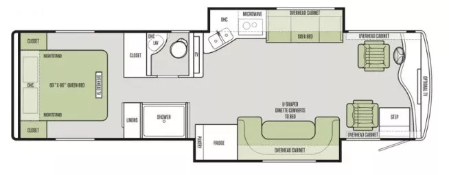 33' 2017 Tiffin Allegro Breeze 32BR 275hp Cummins w/2 Slides Floorplan