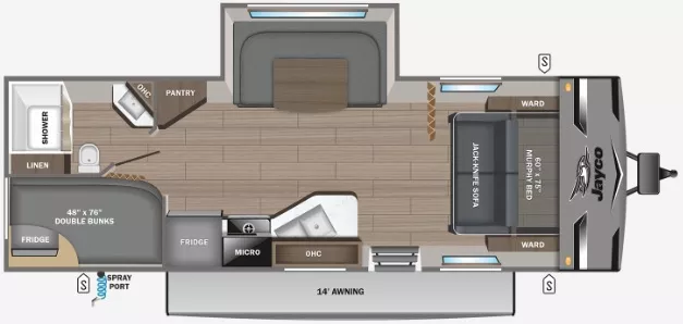 27' 2024 Jayco Jay Flight 235MBH w/Slide - Bunk House Floorplan