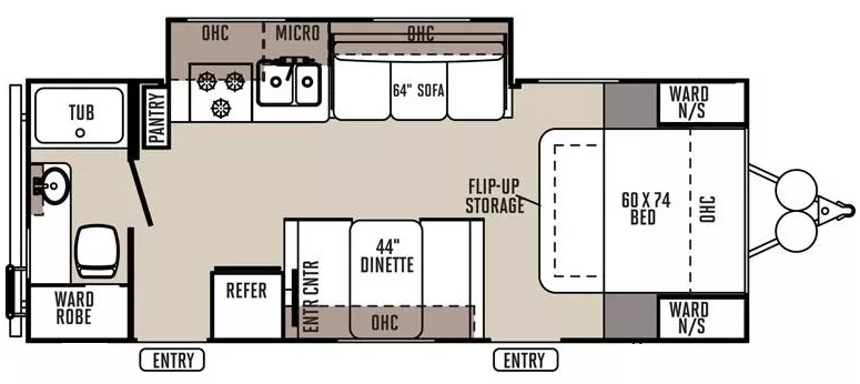 25' 2015 Rockwood Mini Lite 2502KS w/Slide Floorplan