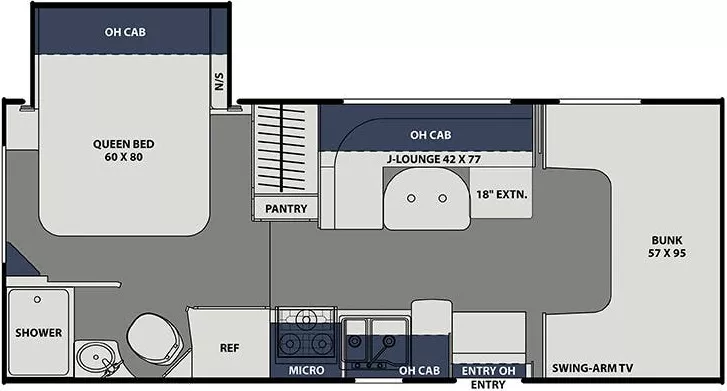 25' 2021 Coachmen Freelander 21RS w/Slide Floorplan