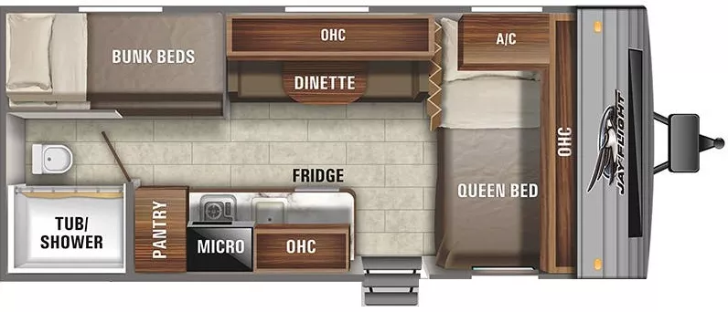21' 2021 Jayco Jay Flight Slx 174BH - Bunk House Floorplan