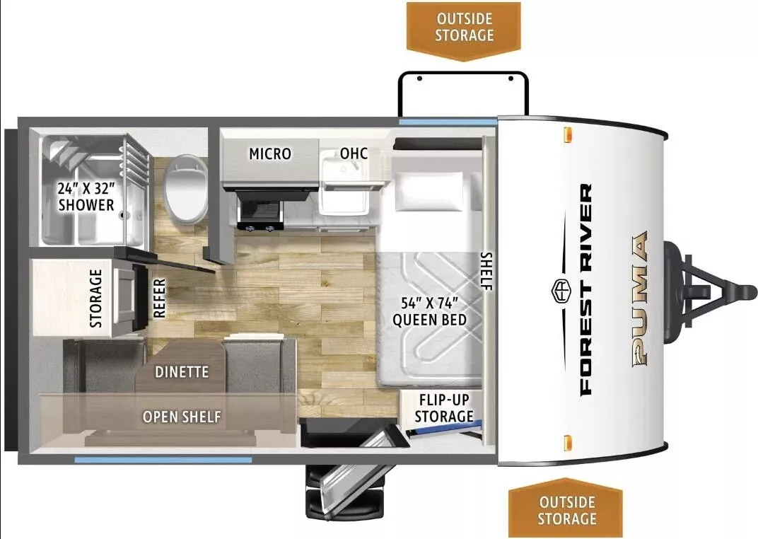 16' 2025 Forest River Puma 123RDCE Floorplan