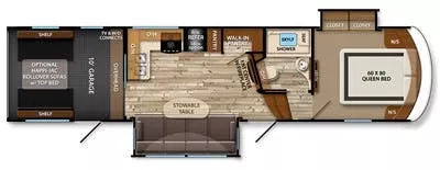 38' 2015 Grand Design Momentum M-Class 328M w/2 Slides & Generator  - Toy Hauler Floorplan