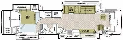 40' 2008 Tiffin Phaeton 40QDH 360hp Cummins w/4 Slides Floorplan