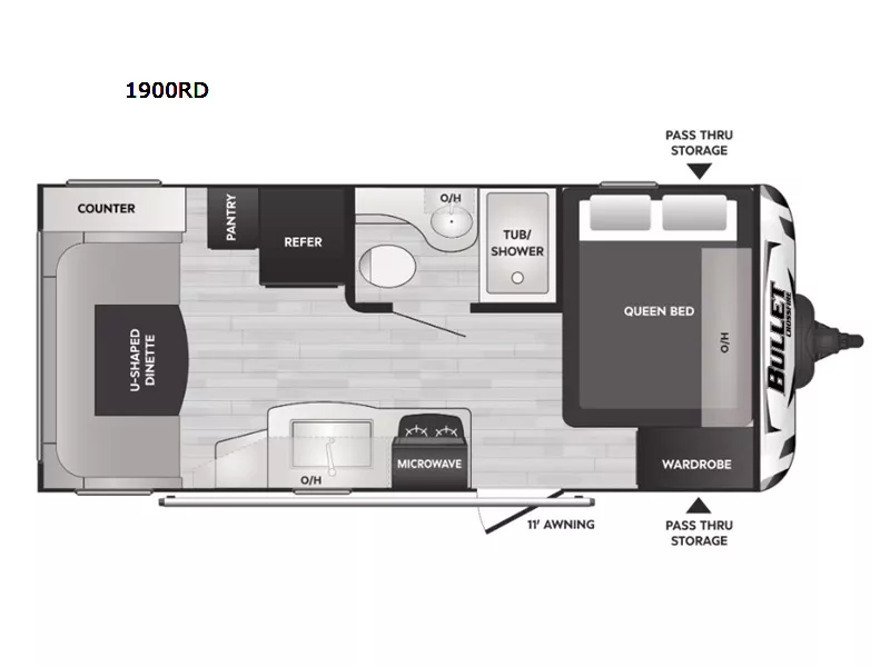22' 2022 Keystone Bullet M-1900 RD Floorplan