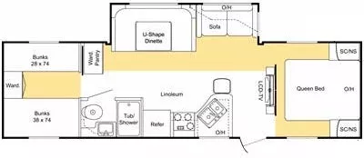 33' 2008 Keystone Sprinter 299BHS w/Slide - Bunk House Floorplan