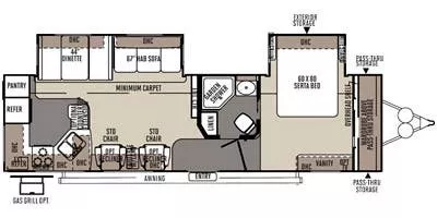 34' 2014 Forest River Rockwood Signature Ultra 8310SS w/2 Slides Floorplan