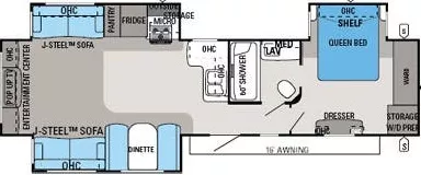 40' 2015 Jayco Eagle 338RETS w/3 Slides Floorplan