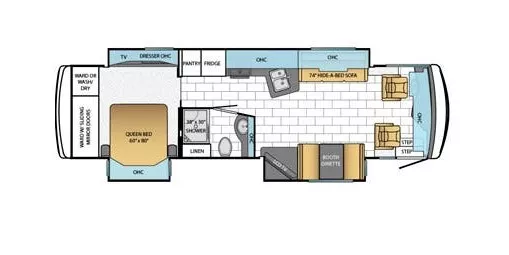 35' 2014 Newmar Ventana 3436 360hp Cummins w/3 Slides Floorplan