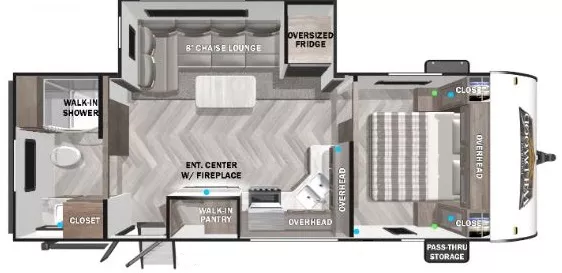 27' 2021 Forest River Wildwood 22RBS w/Slide Floorplan