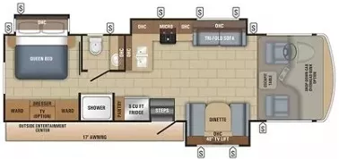 31' 2018 Jayco Alante 31P w/3 Slides Floorplan