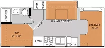 26' 2013 Thor Four Winds 24C w/Slide Floorplan