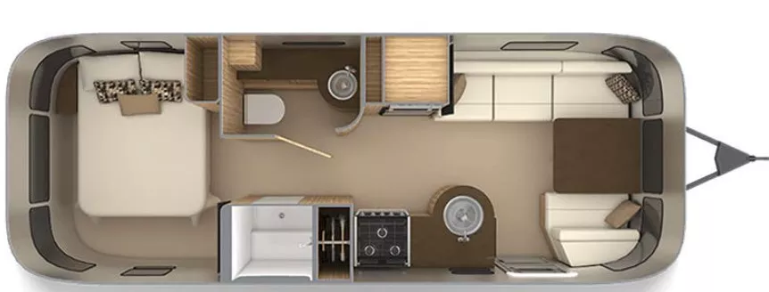 25' 2020 Airstream Flying Cloud 25RB QUEEN Floorplan