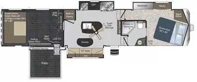 41' 2012 Keystone Raptor Velocity 384PK w/3 Slides & Generator  - Toy Hauler Floorplan