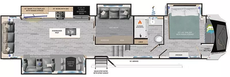 44' 2024 Heartland Big Country 3900MO w/4 Slides Floorplan