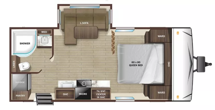 23' 2025 Highland RV Range Lite 212FB w/Slide Floorplan