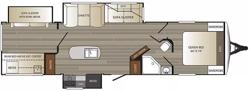 38' 2017 Keystone Outback Super Lite 325BH w/3 Slides - Bunk House Floorplan