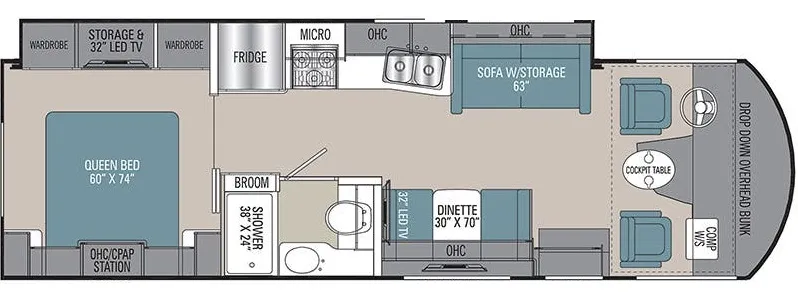 30' 2021 Forest River Coachmen Pursuit 29SSP w/Slide Floorplan