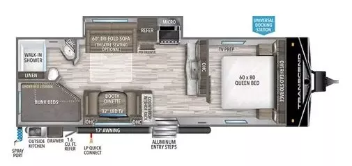 30' 2021 Grand Design Transcend Xplor 261BH w/Slide - Bunk House Floorplan