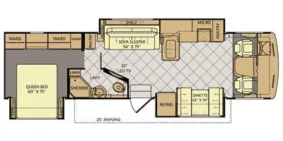 35' 2014 Fleetwood Bounder Classic 34M w/3 Slides Floorplan