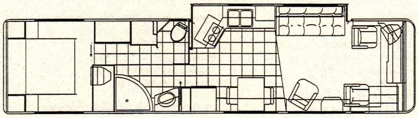39' 1998 Safari Serengeti Xi 3706 330hp Caterpillar w/Slide Floorplan
