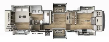 41' 2024 Palomino Columbus 388FK w/6 Slides Floorplan