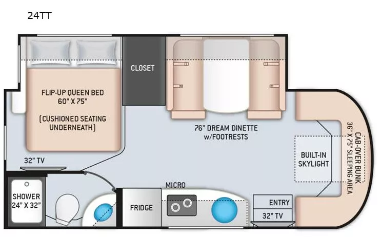 24' 2021 Thor Delano 24TT w/Slide Floorplan