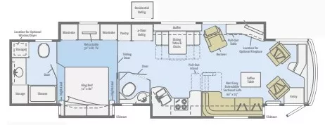 42' 2011 Winnebago Tour 42QD 450hp Cummins w/3 Slides Floorplan