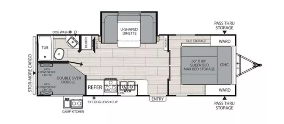 28' 2021 Coachmen Spirit Ultra Lite 2454 BH w/Slide - Bunk House Floorplan
