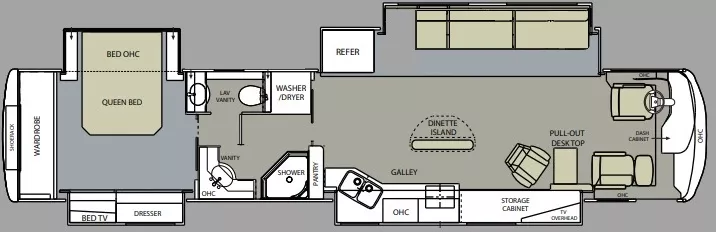 45' 2010 Monaco Dynasty MAJESTIC V 500hp Cummins w/5 Slides Floorplan