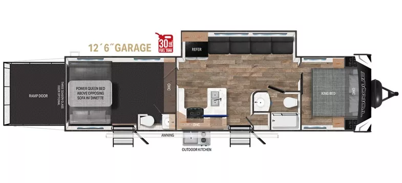 37' 2022 Heartland Torque 322 - Toy Hauler Floorplan