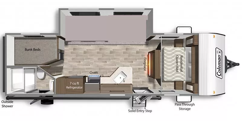 30' 2021 Dutchmen Coleman Lantern 263BH w/Slide - Bunk House Floorplan