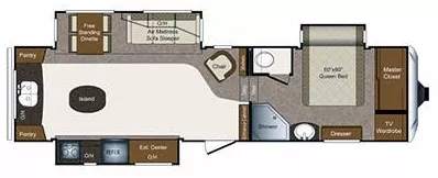 33' 2012 Keystone Laredo 295RK w/3 Slides Floorplan