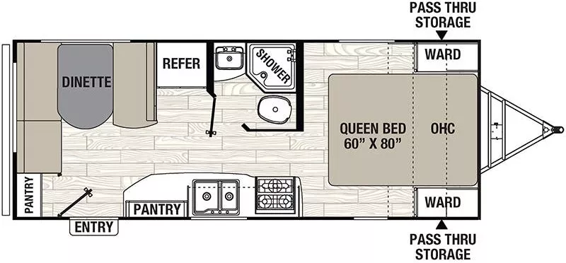 24' 2017 Forest River Coachmen Freedom Express 204RD Floorplan