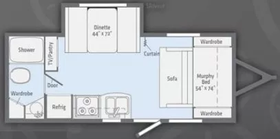 27' 2018 Winnebago Minnie M-2201DS w/Slide Floorplan