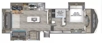 35' 2023 Grand Design Reflection 337RLS w/3 Slides Floorplan