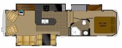 35' 2011 Heartland Bighorn 3185RL w/3 Slides Floorplan